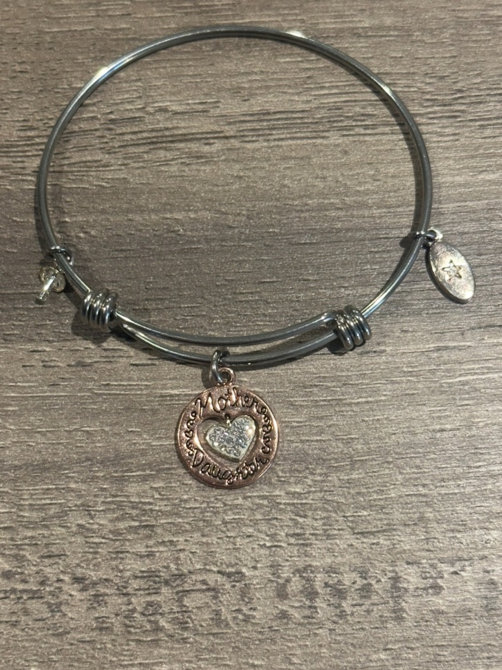 Mother Daughter Friends Forever Stainless Steel Heart Bangle - Picture 3 of 9